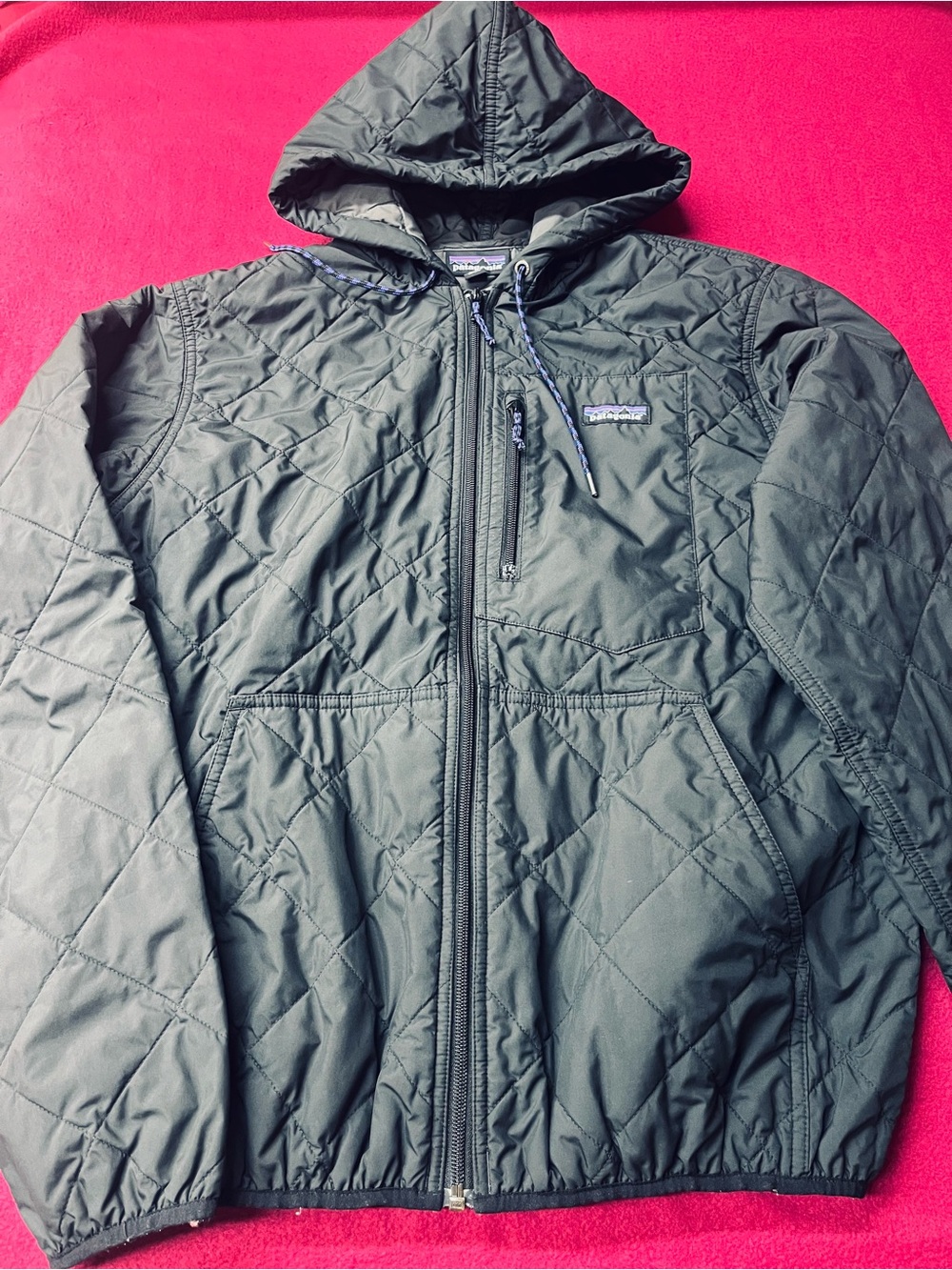 Patagonia Quilted Hooded Puffer Jacket in Dark Green